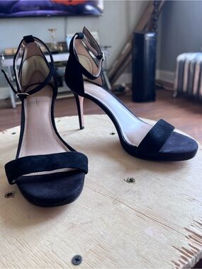 Women’s Black Suede Ankle-Strap High Heel Sandals